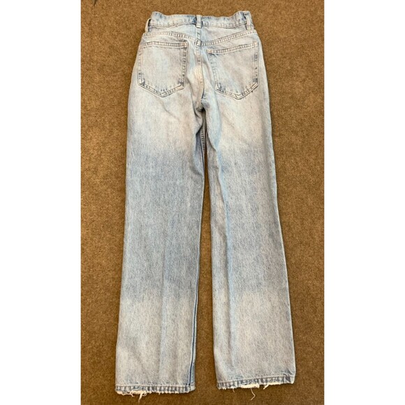 Zara Jeans Womens 0 (24x29) Mid Rise Straight Leg Button Fly Distressed Denim - Picture 3 of 10